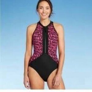 NEW Aqua Green One Piece Animal Print Swimwear Women’s Size 18W Pink Black Cheet